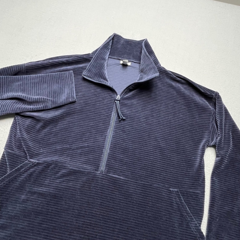 LL Bean Men half Zip‎ Navy Blue Ribbed elephant Corduroy Pullover Sweater 520378